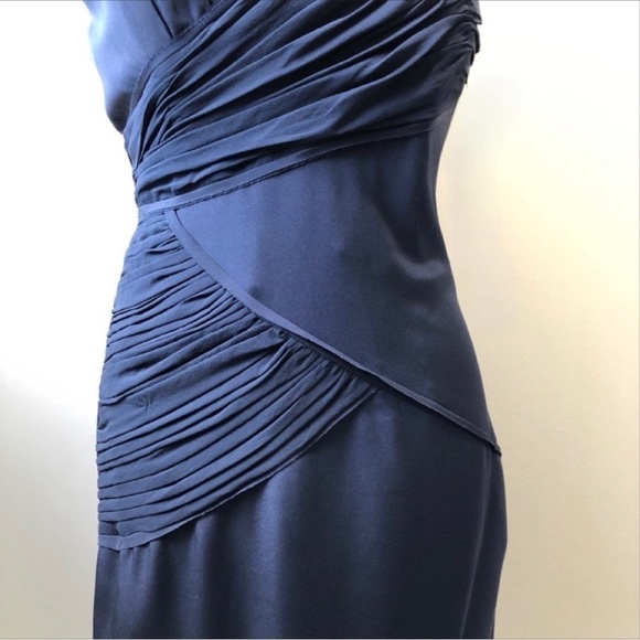 Nicole Miller Silk Navy One Shoulder Cocktail Dress Size 6 - Picture 4 of 6